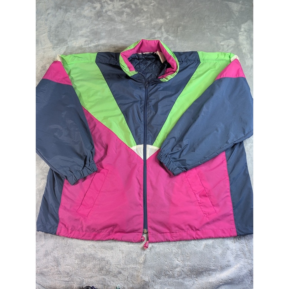 Vintage 90's Tracksuit Jacket Windbreaker Parachute Color Block Streetwear XL 2X